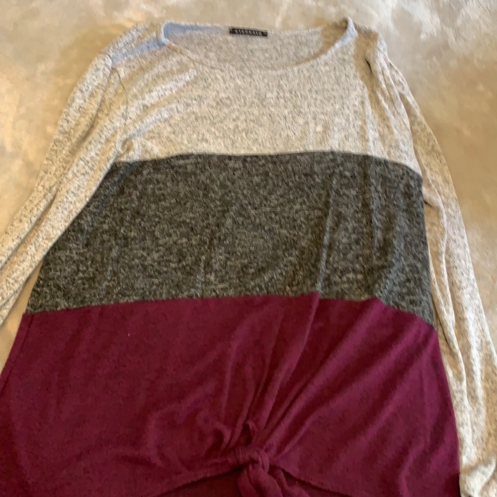 Three block stripe long sleeve shirt